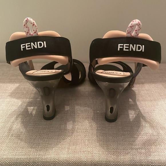 Fendi Black and Beige Strappy Heels - Picture 5 of 8
